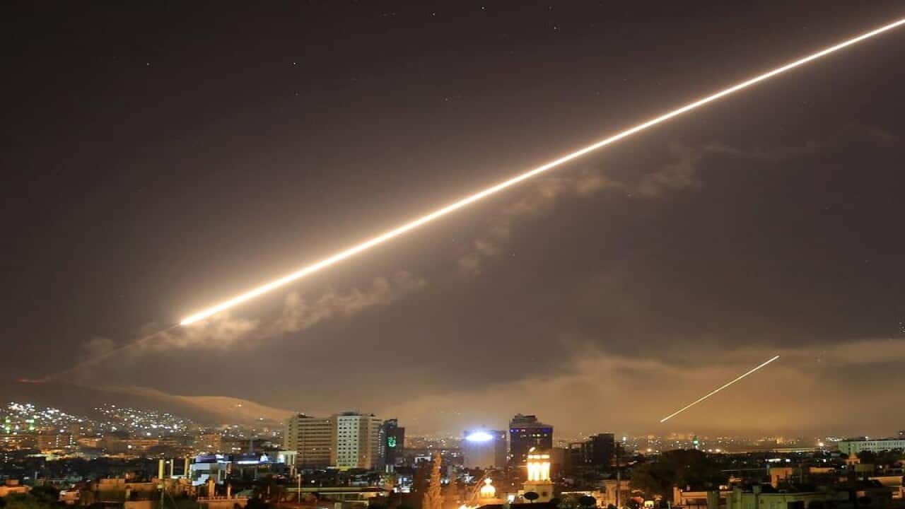 Missiles in the skies over Damascus