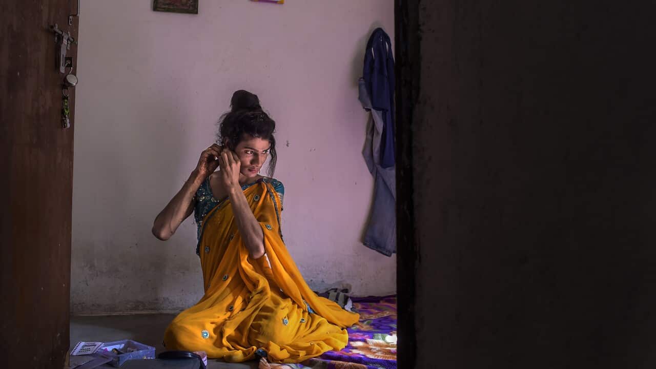 Rajesh Yadav, who identifies as a gay cross-dresser and lives in Bilaspur, India.