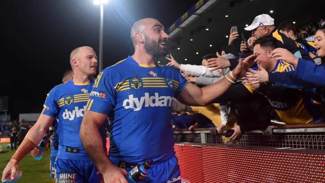 Parramatta co-captain Beau Scott (L) and Tim Mannah