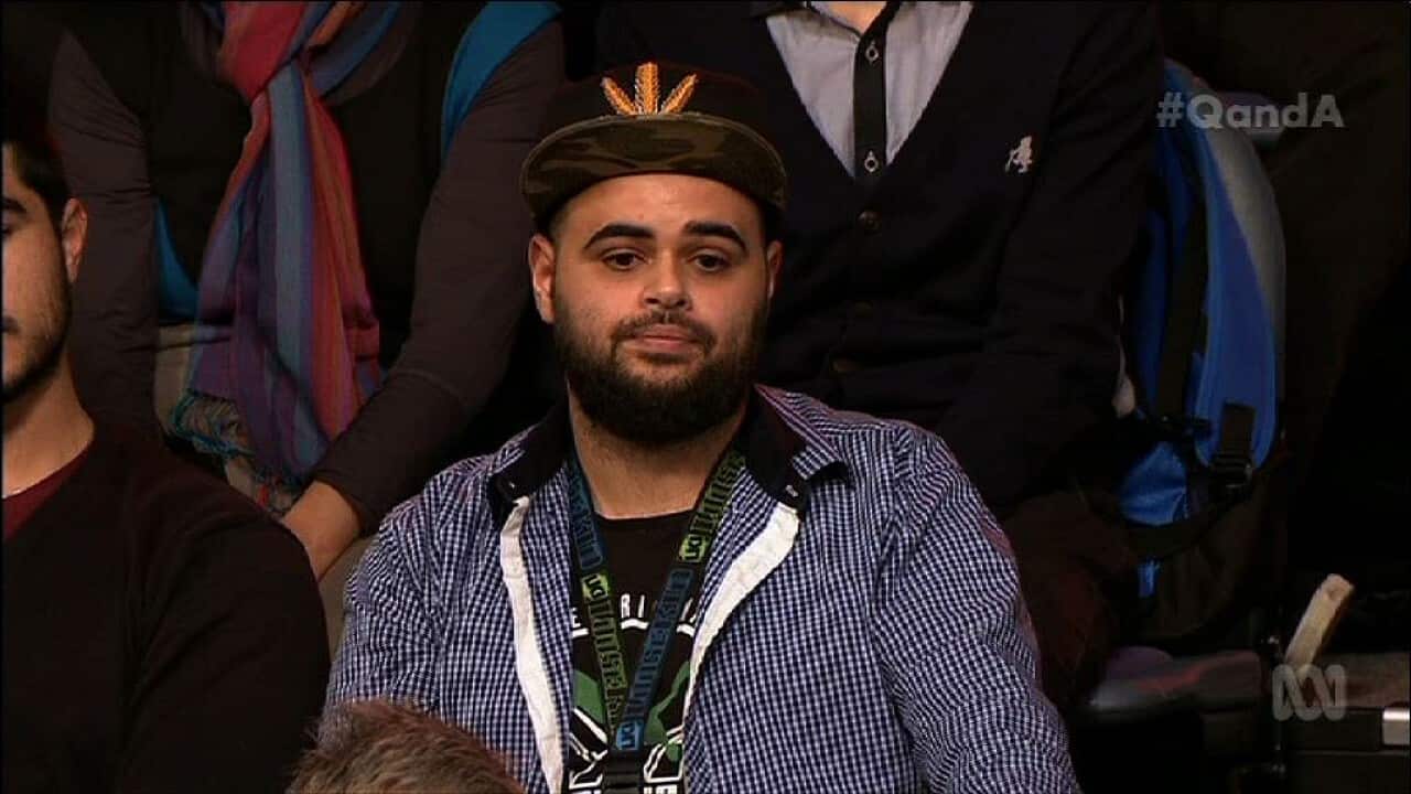 Zaky Mallah appears in the Q&A audience