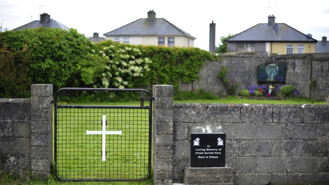 The site of a mass grave of up to 800 children at the former Mother and Baby home in Tuam, County Galway, in western Ireland.