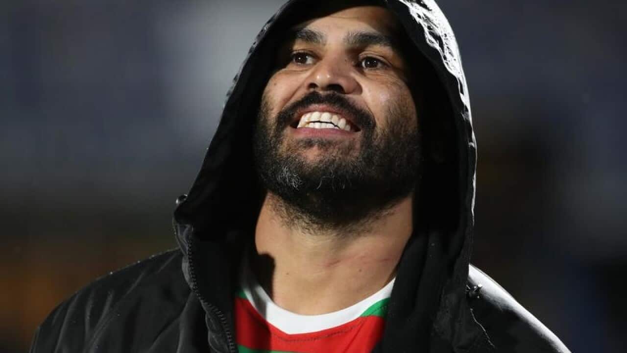 File image of Greg Inglis captain of the Rabbitohs smiling.