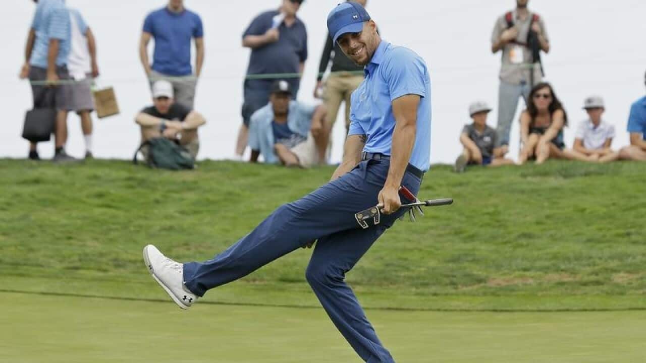 NBA basketball player Stephen Curry playing golf