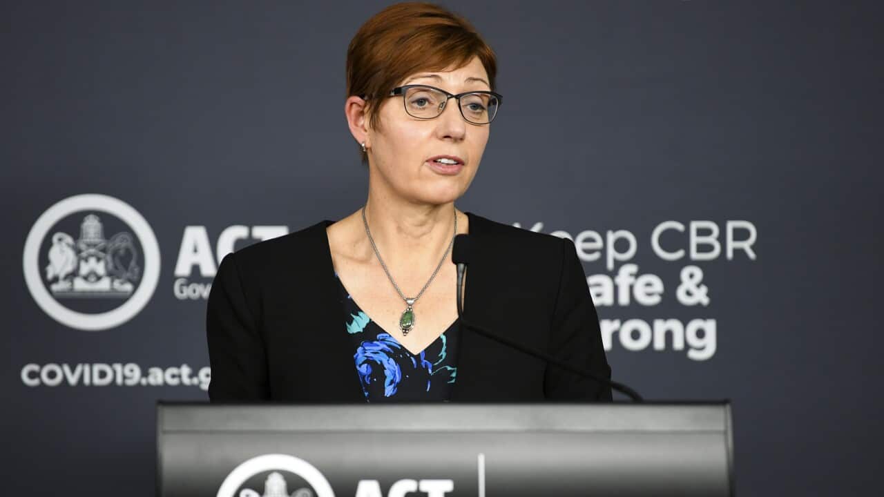 ACT Health Minister Rachel Stephen-Smith speaks to the media during a COVID-19 update