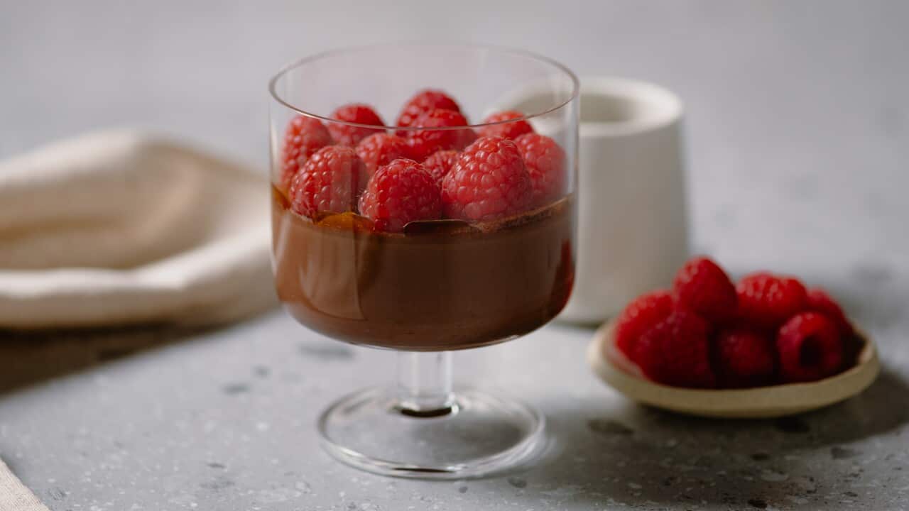 Chocolate latte cotto, abbamele and raspberries