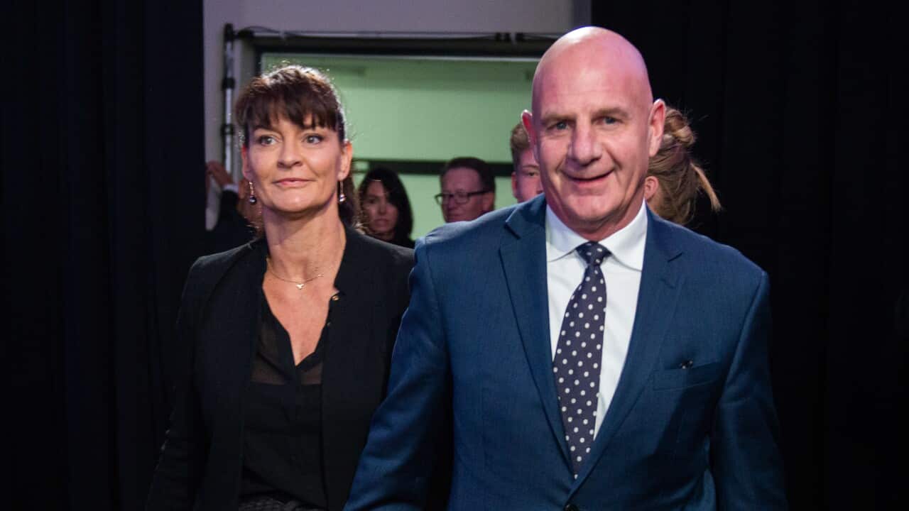 Liberal Leader Peter Gutwein in Hobart on election night, May 1, 2021