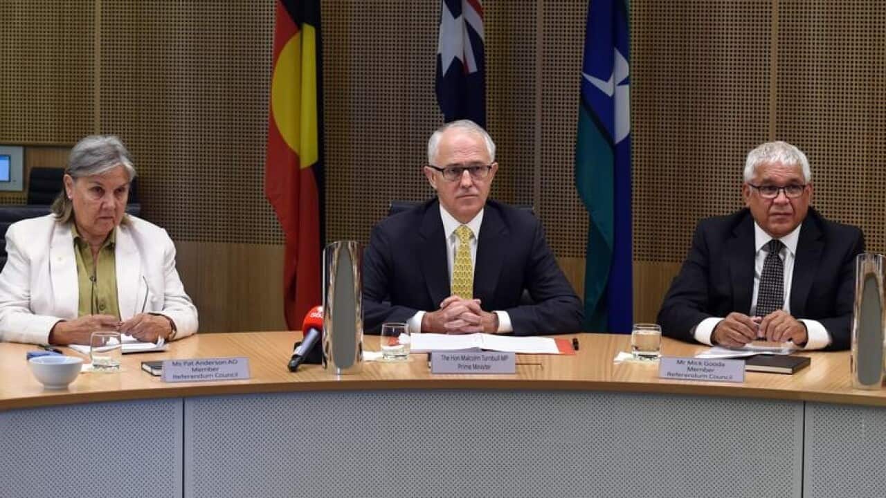 Malcolm Turnbull at the first meeting of the Referendum Council in May 2017.