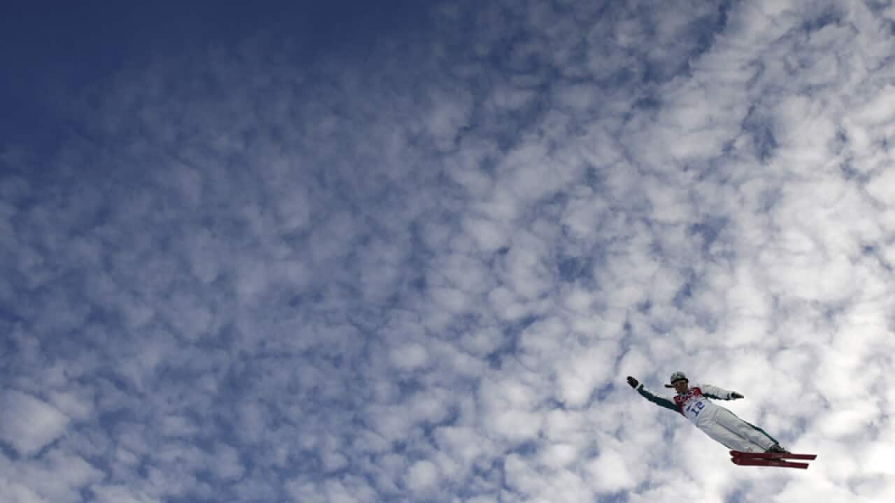 Australia's Samantha Wells catches air during a training session