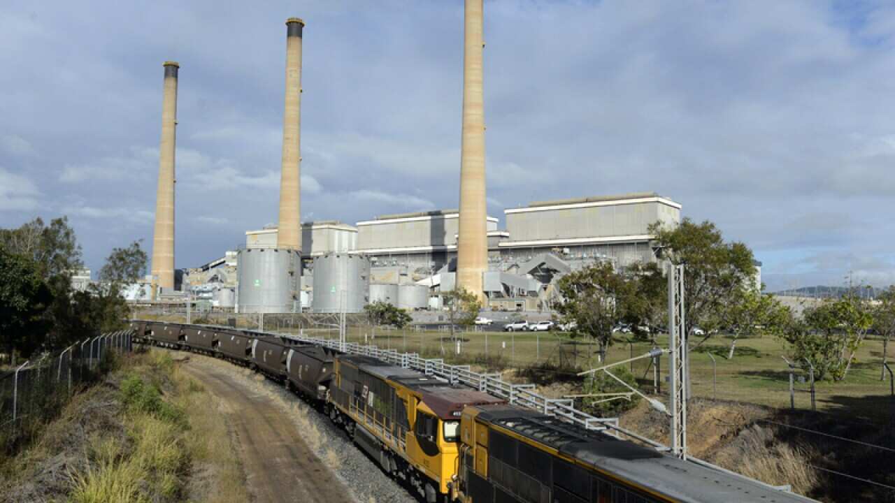 A coal train leaves a power station in Queensland