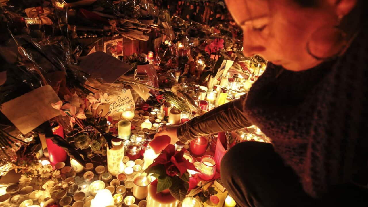 A memorial at Place de la Republique square in Paris