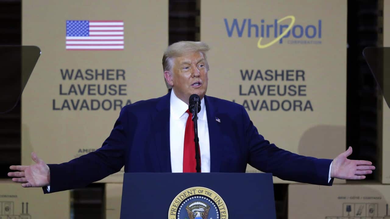 President Donald Trump speaks during an event in Ohio