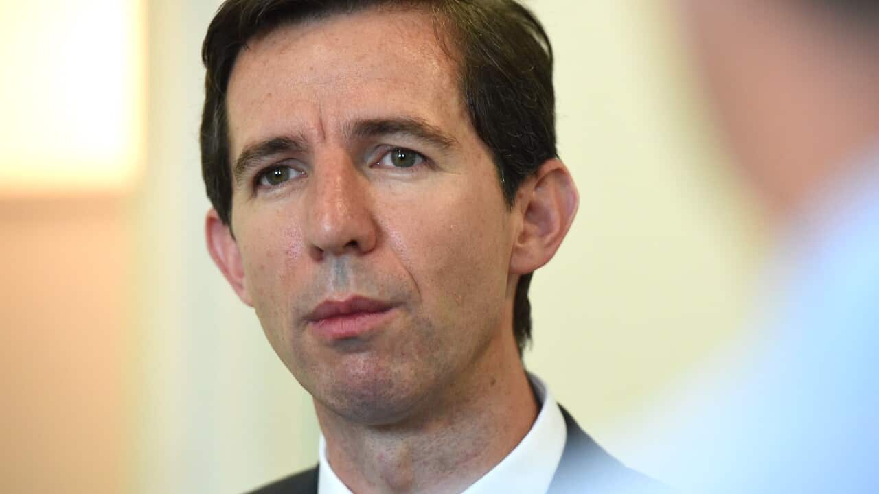 Minister for Education Simon Birmingham at a press conference at Parliament House in Canberra on Tuesday, Feb. 9, 2016. (AAP Image/Mick Tsikas) NO ARCHIVING