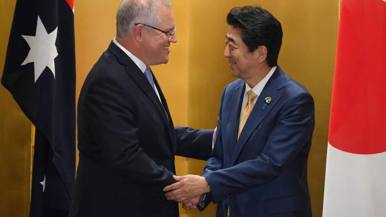Scott Morrison and Prime Minister of Japan Shinzo Abe