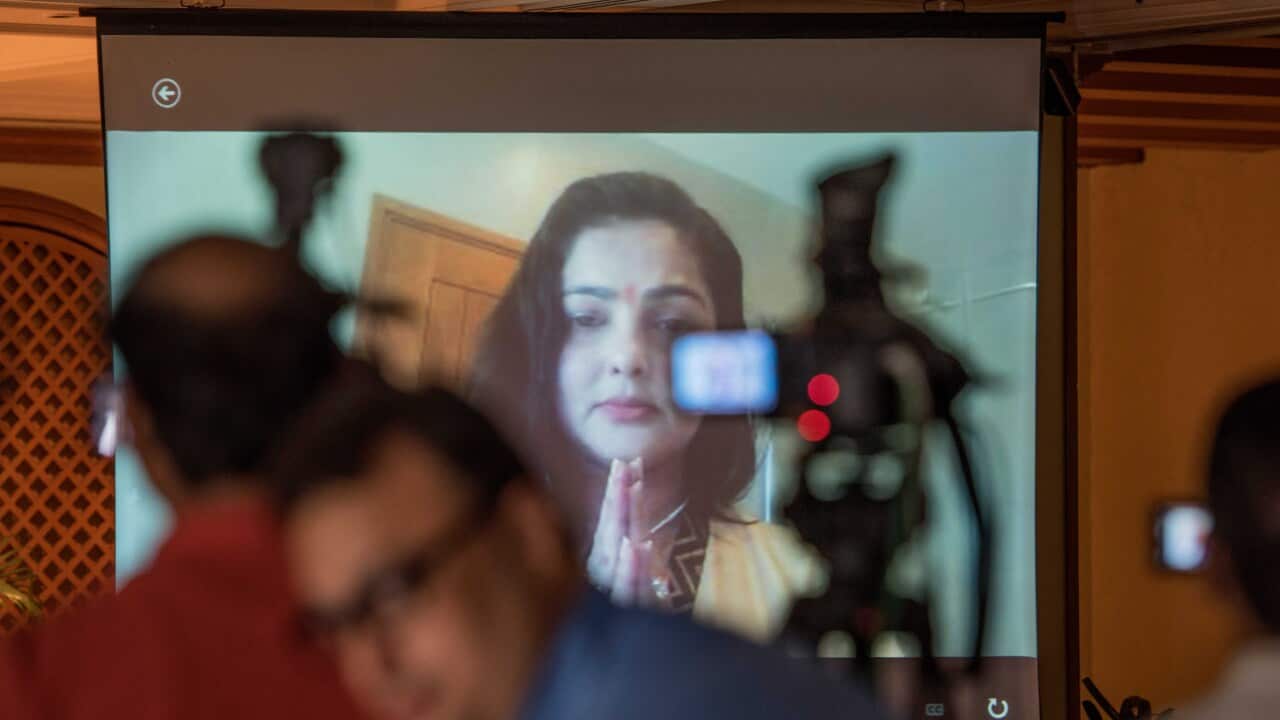 Former Bollywood Actress Mamta Kulkarni Interacts With Media Via Video Conferencing In Mumbai