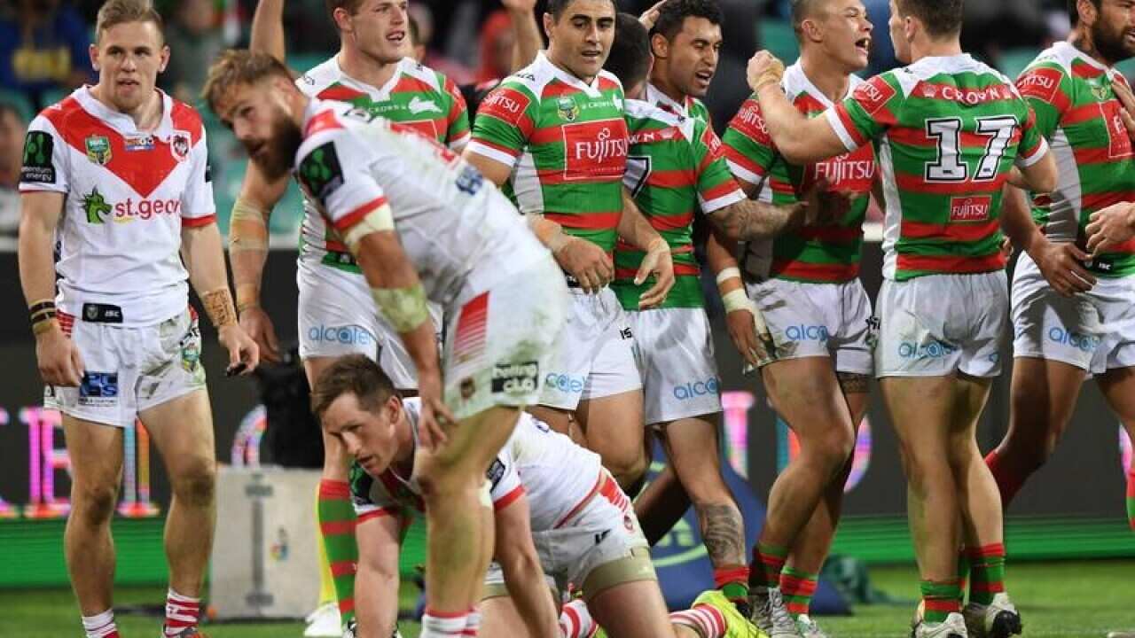 South Sydney players celebrate.