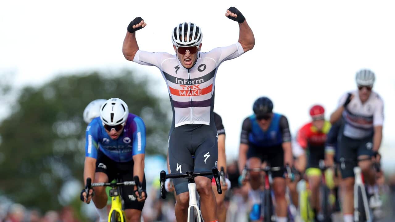 Blake Quick wins during the Mens Elite Lexus of Blackburn 2022 Bay Crits on January 8, 2022, at Eastern Garden, Geelong, Australia. (Photo by Con Chronis)