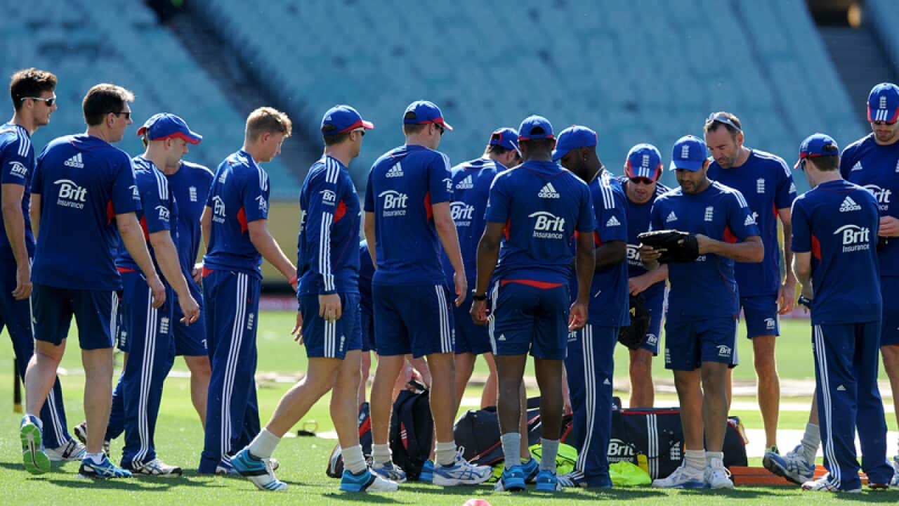 The England one-day team during a training session