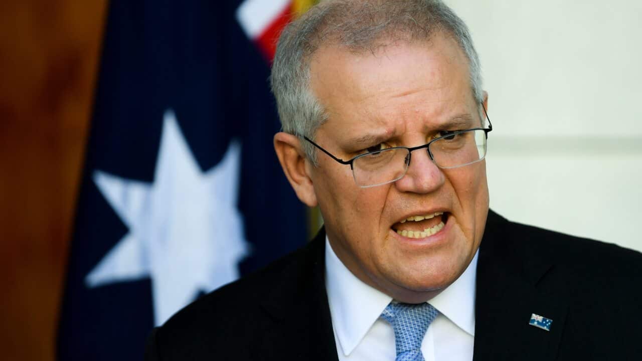 Australian Prime Minister Scott Morrison speaks to the media during a press conference at Parliament House in Canberra