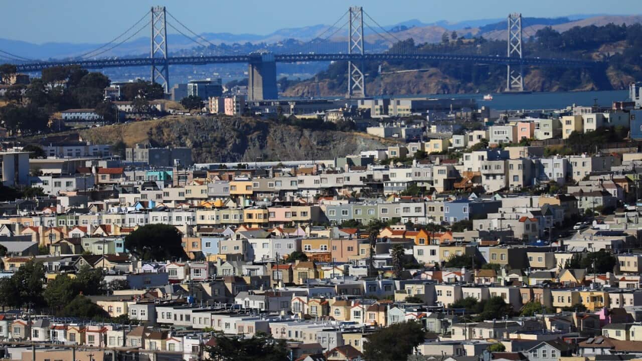Houses near the Bay Bridge in picturesque, but prohibitively pricey, San Francisco.