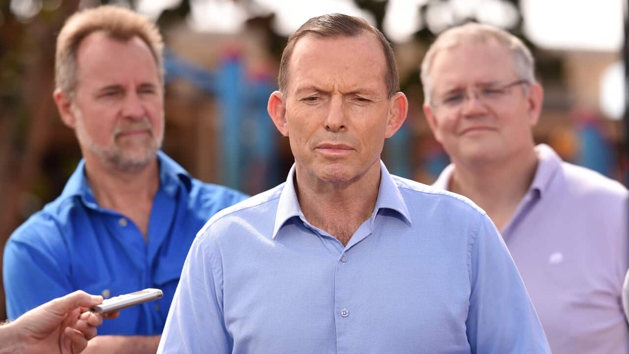 Tony Abbott with Indigenous Affairs Minister Nigel Scullion and Prime Minister Scott Morrison