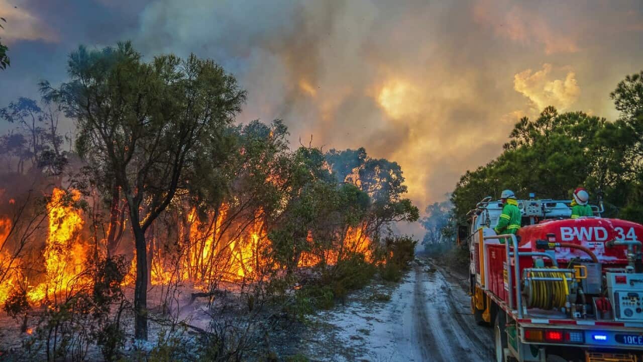 The fire in Leeuwin-Naturaliste National Park in Western Australia on 9 December 2021. 