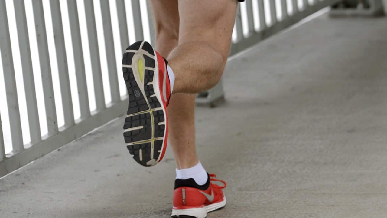 A man runs during lunch time in Brisbane