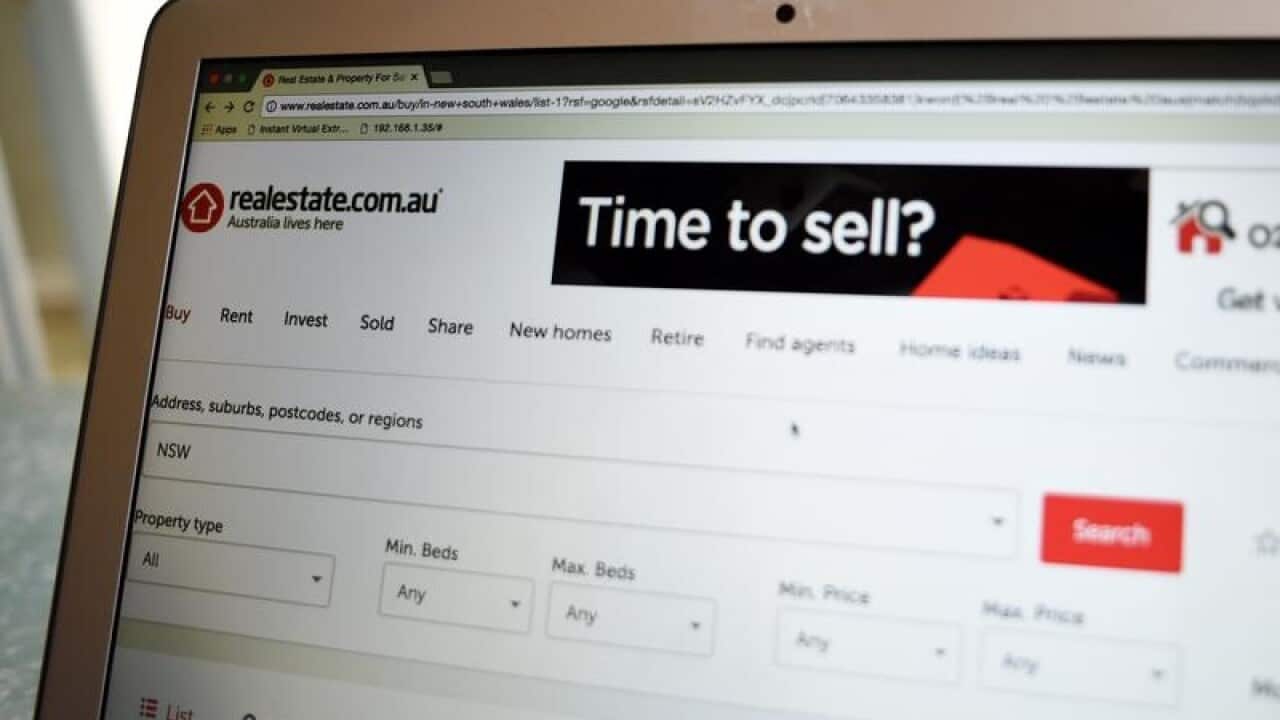 The Realestate.com website in Melbourne