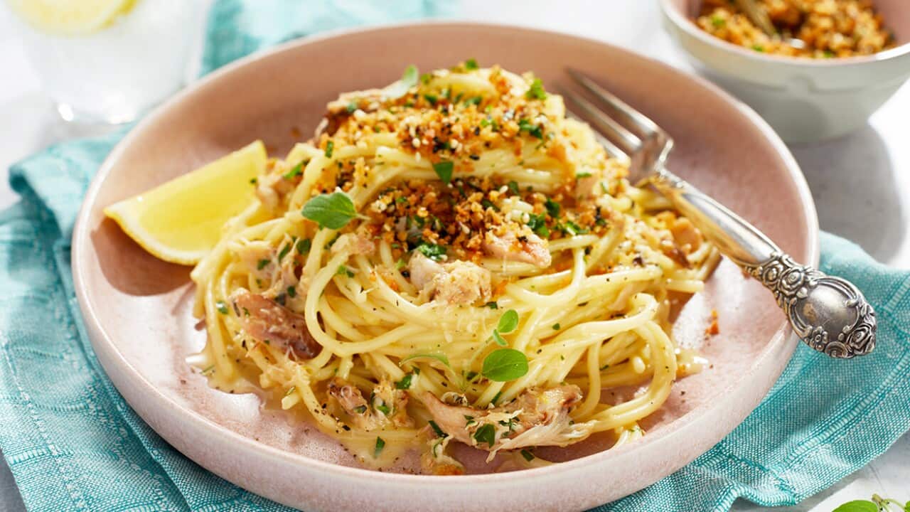 Creamy lemony crab pasta