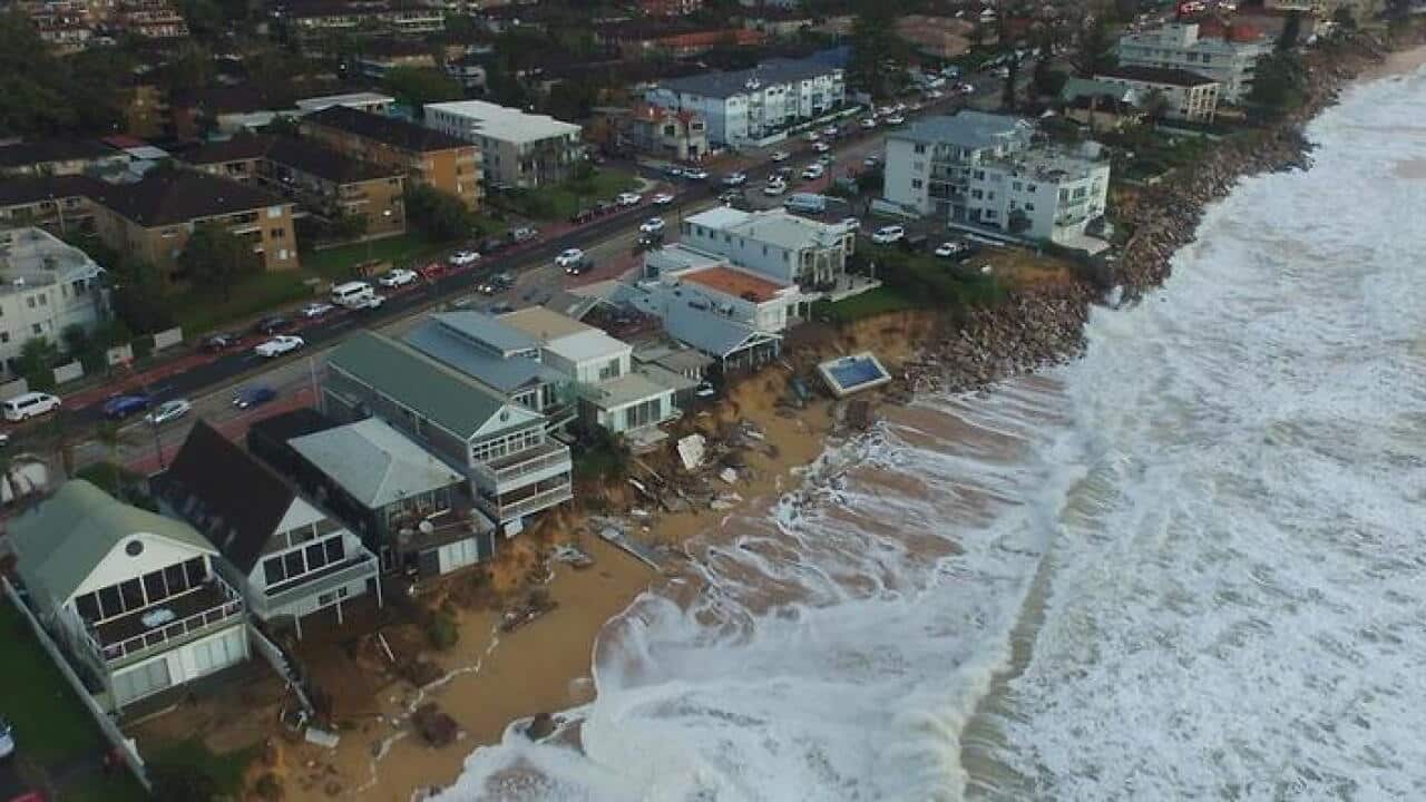 Storm damage along the coast at Collaroy on Sydney's Northern Beaches.