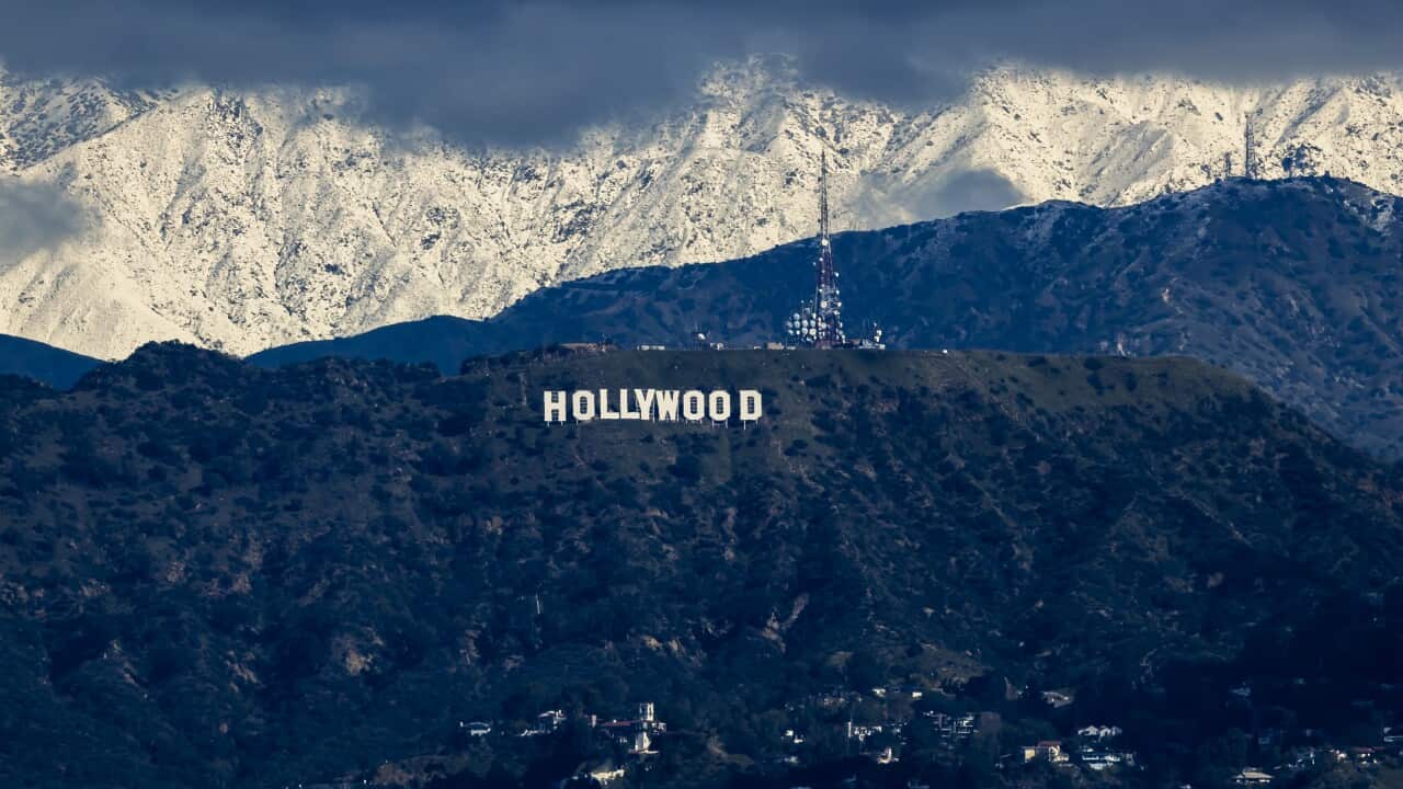 Hollywood. Snow in Local Mountains After Storms.