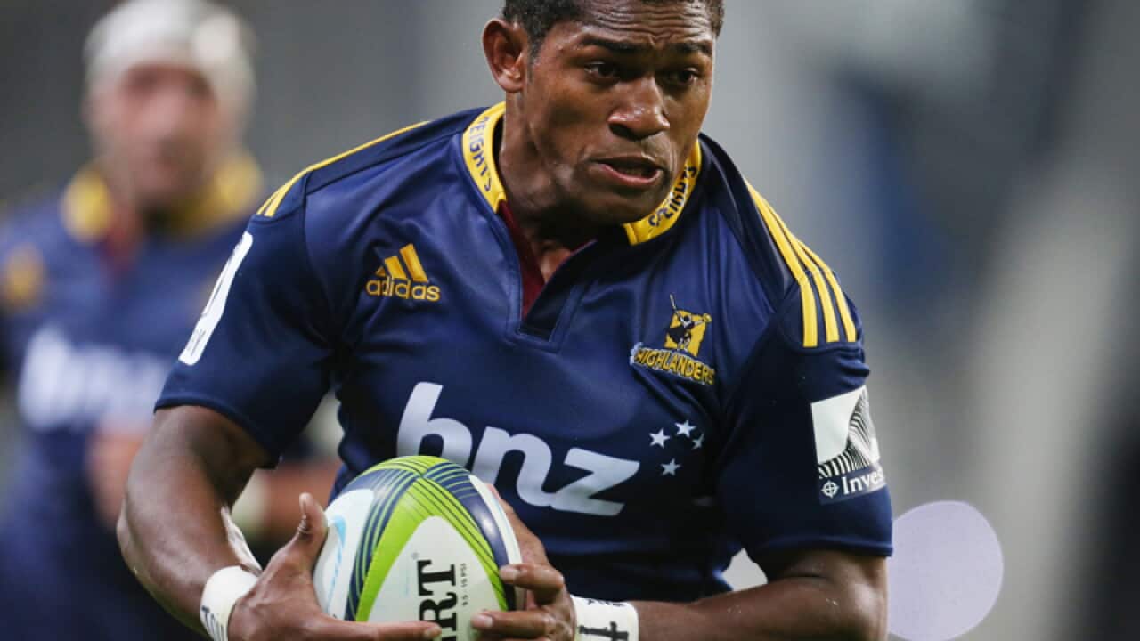 Highlanders' Waisake Naholo runs with the ball