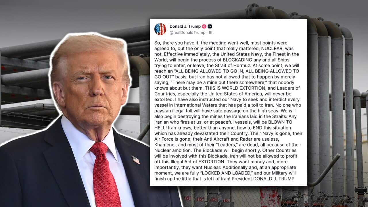 Donald Trump announces a blockade of the Strait of Hormuz.