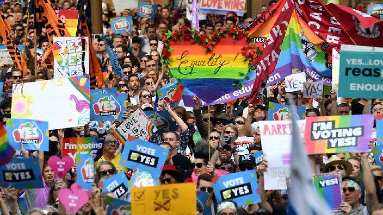 Same-sex marriage rally in Sydney.