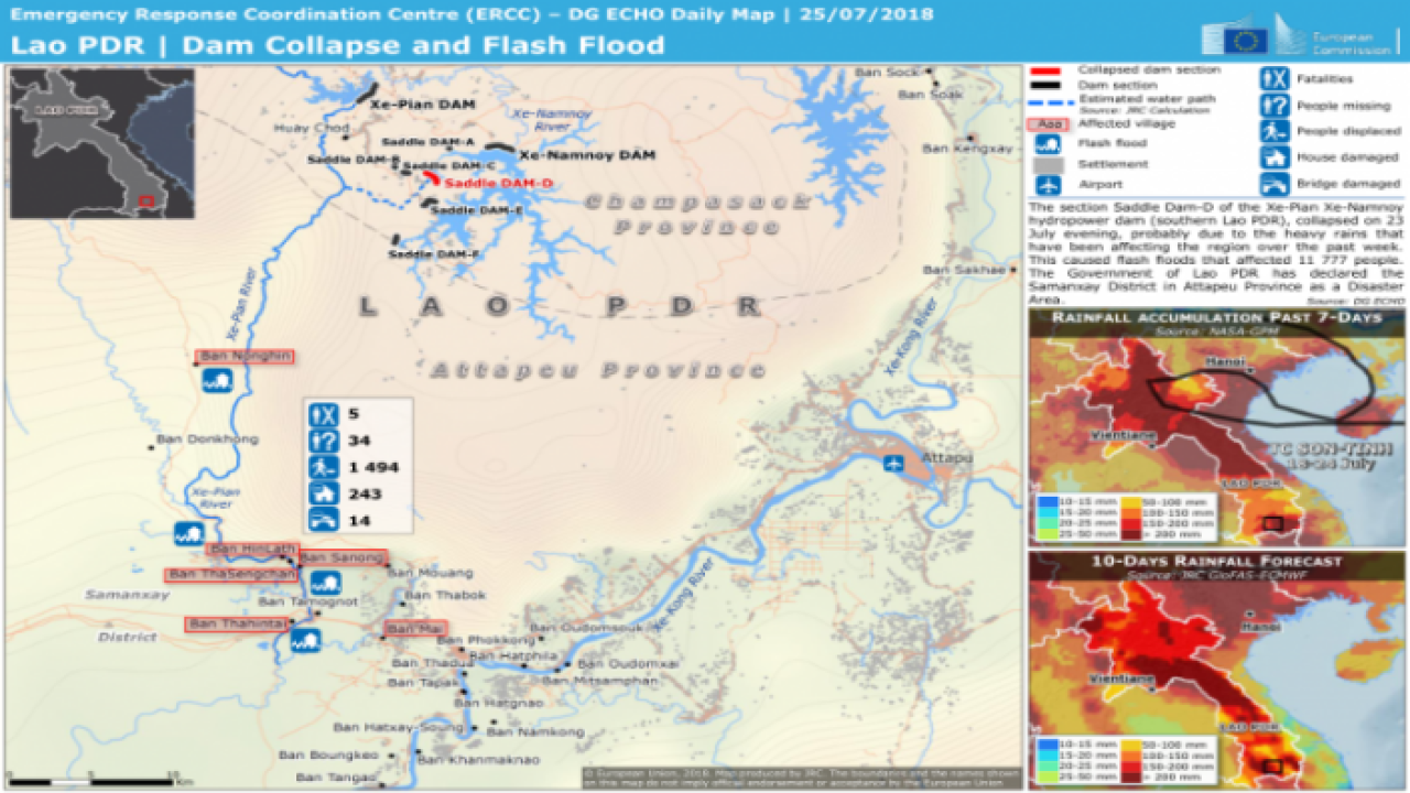 Lao dam collapsed at Attapeu