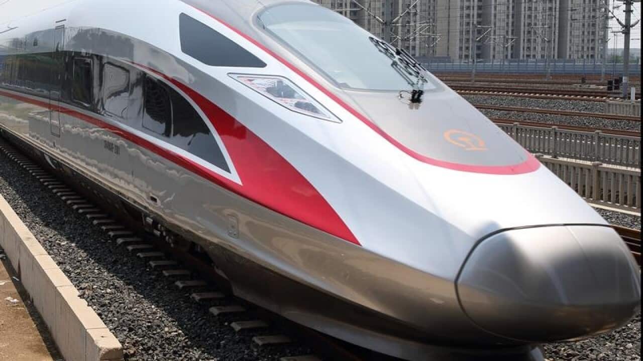 A "Fuxing" high speed bullet train on Beijing