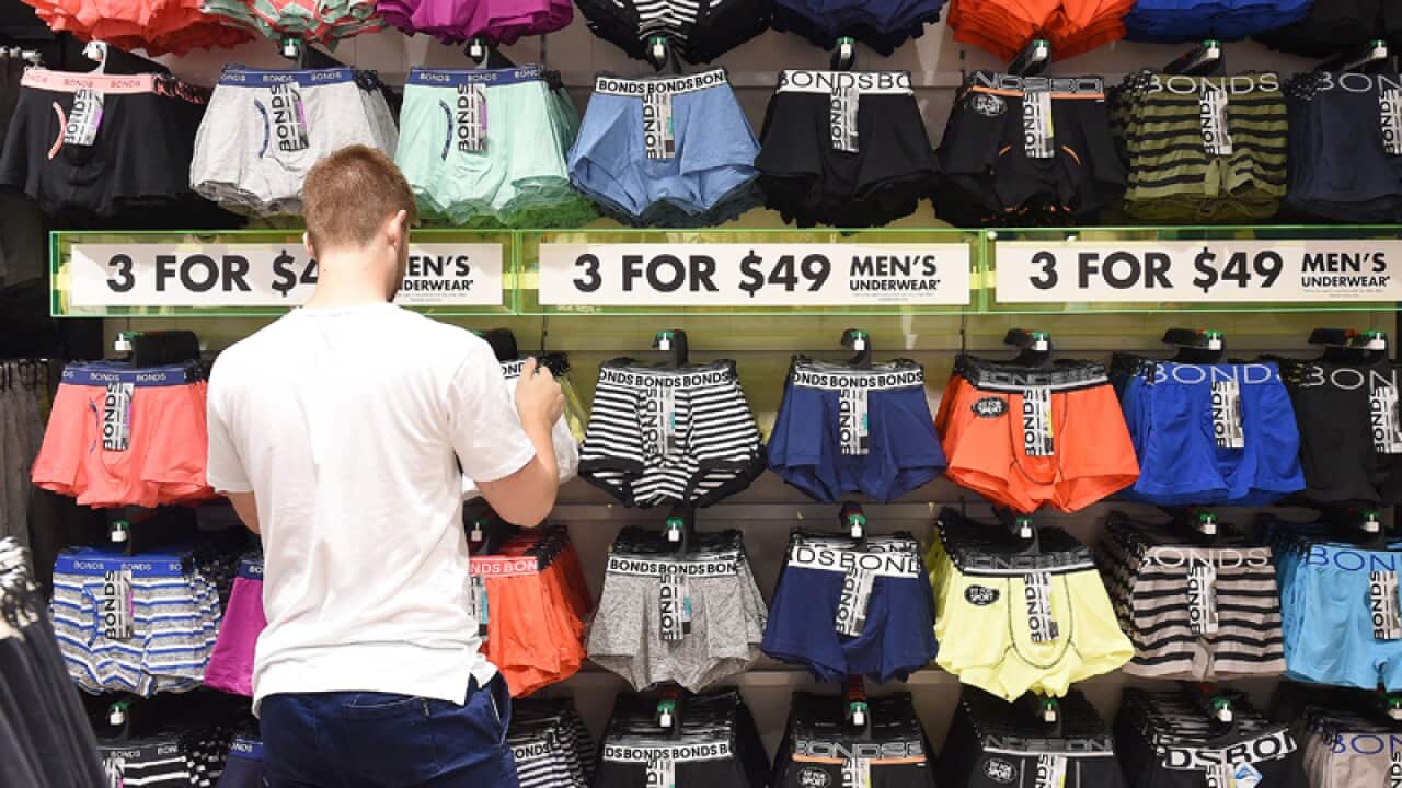 Bonds underwear in a Bonds store in Brisbane