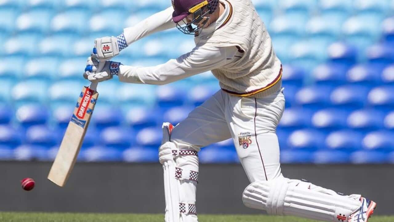 Matt Renshaw of Queensland bats during day 3 of JLT Sheffield Shield.