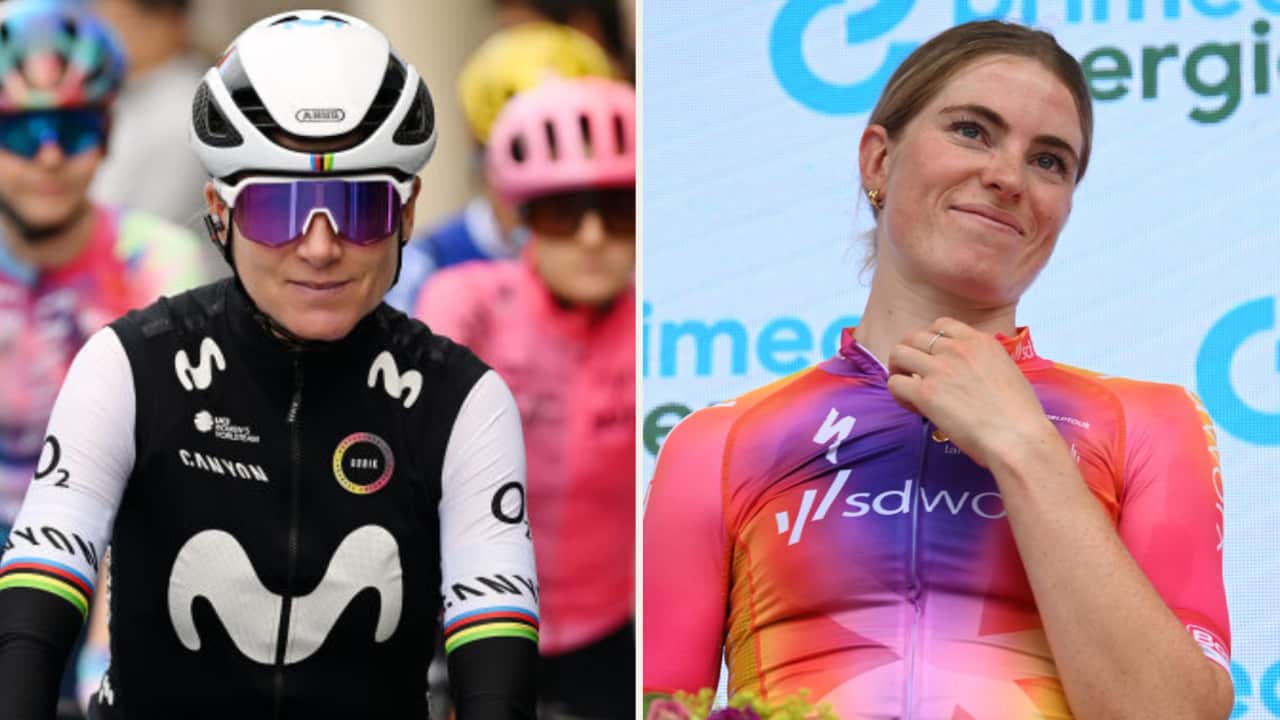 Annemiek van Vleuten of Movistar and Demi Vollering of SD Worx