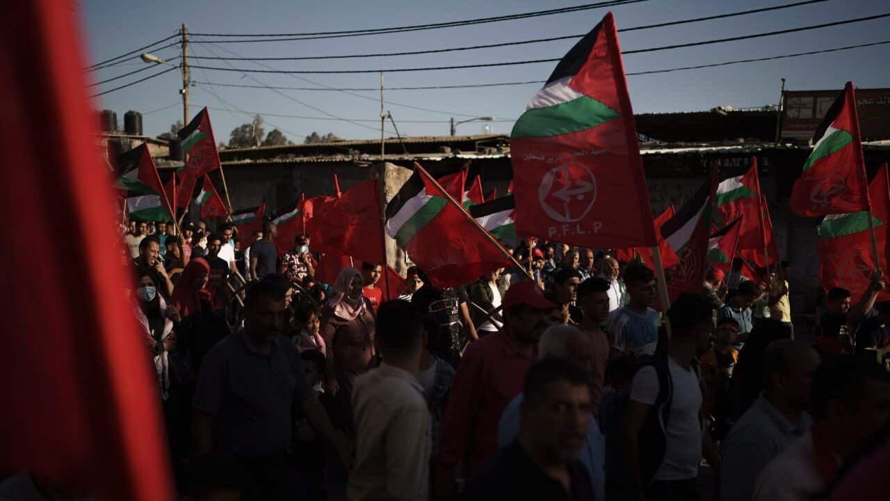 Palestinians attend a rally organised by the Popular Front for the Liberation of Palestine (PFLP), in Gaza on June 2, 2021