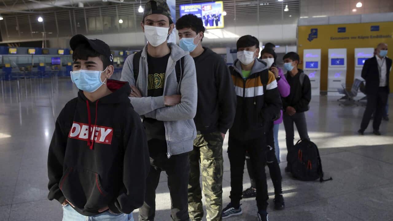 Unaccompanied children refugees from the overcrowded migrant camps on the Aegean Sea islands prepare to travel to Luxembourg.