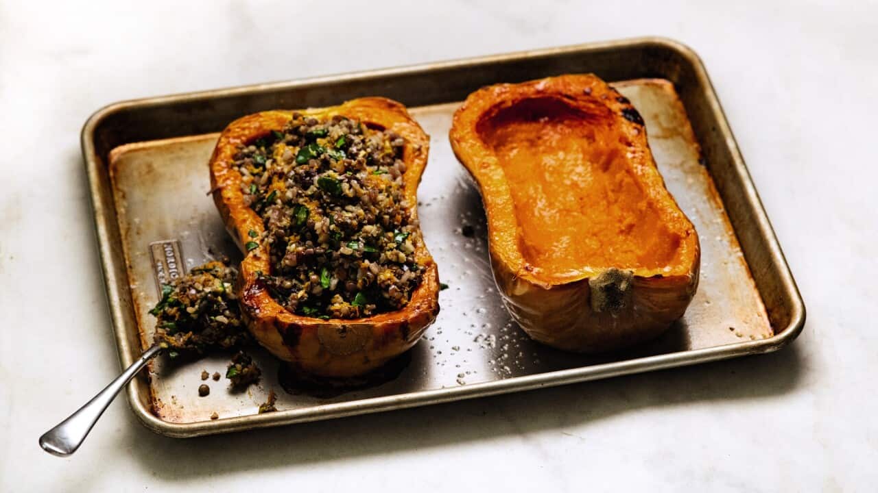 Stuffed butternut pumpkin