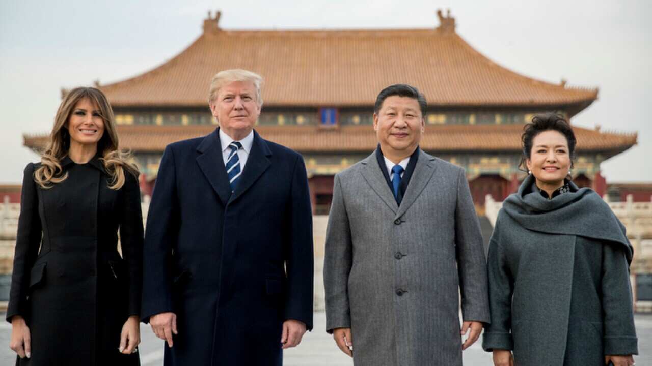 President Donald Trump, first lady Melania Trump, Chinese President Xi Jinping and his wife Peng Liyuan.