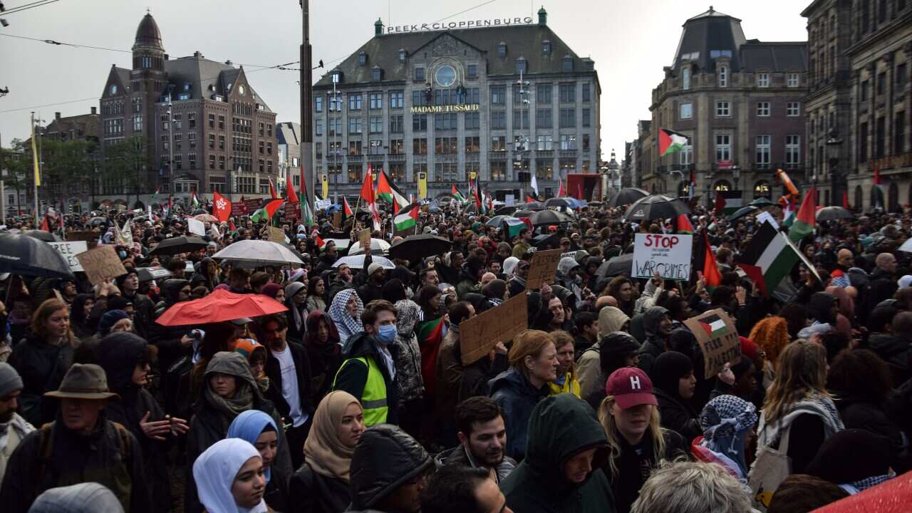 Thousands Demonstration Pro-Palestinian in Amsterdam
