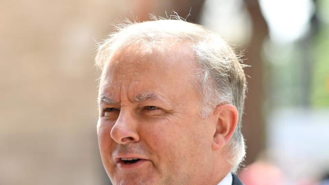 Anthony Albanese speaks to the media at the Adelaide train station.
