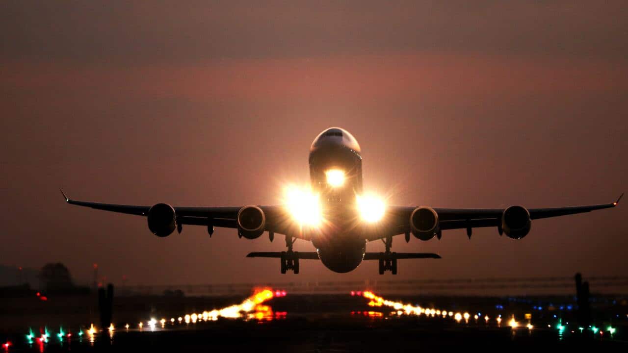 A plane taking off