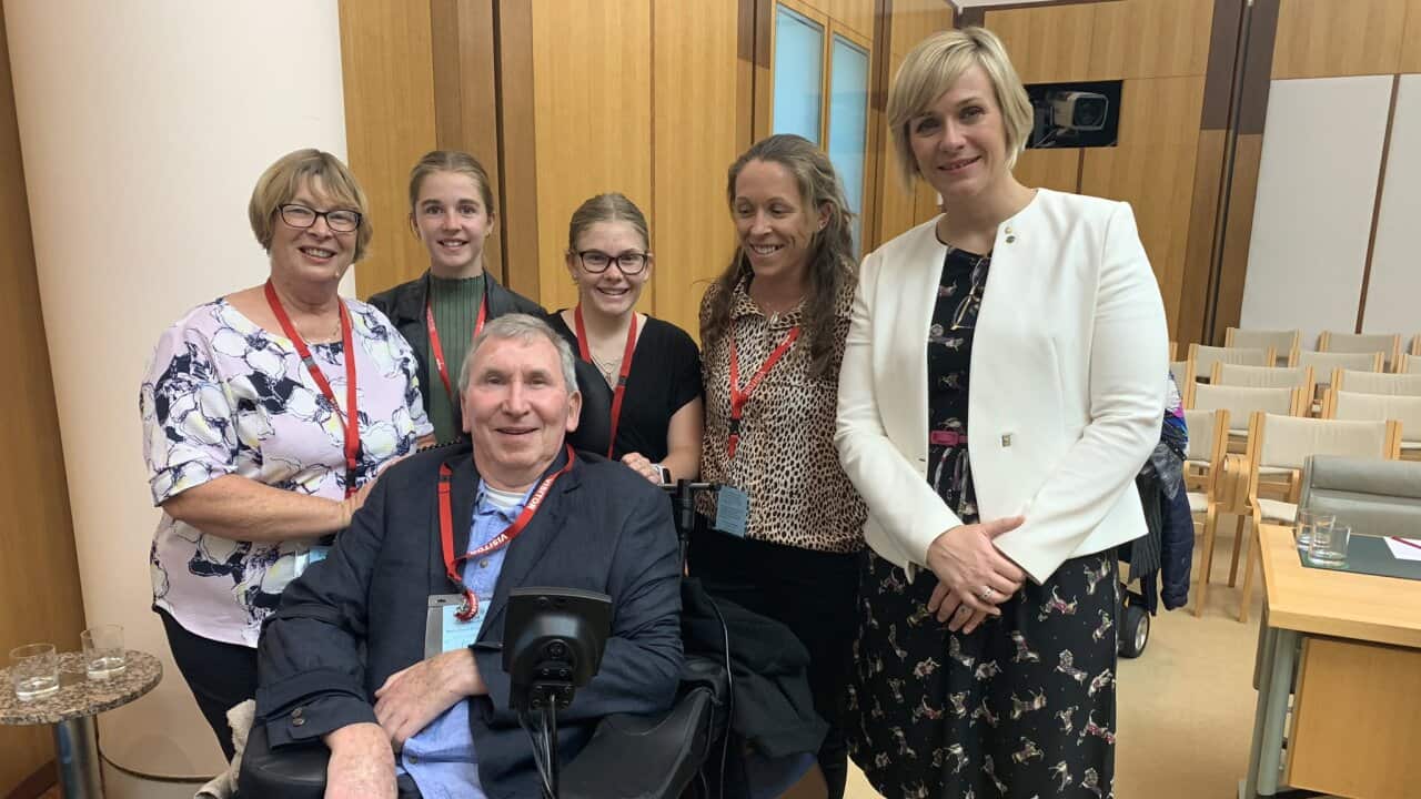 Independent MP Zali Steggall alongside Bobbie and Chris English.