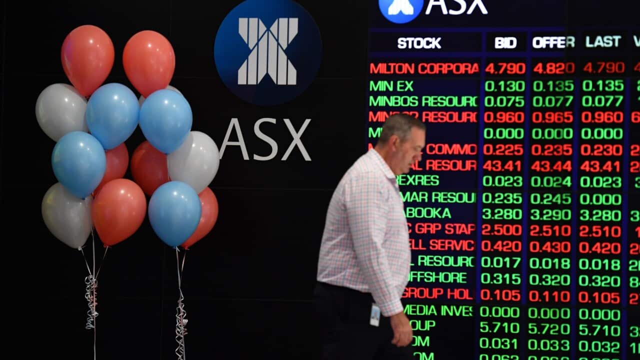 The indicator board is seen at the Australian Stock Exchange (ASX) in Sydney, Wednesday, April 21, 2021. (AAP Image/Mick Tsikas) NO ARCHIVING