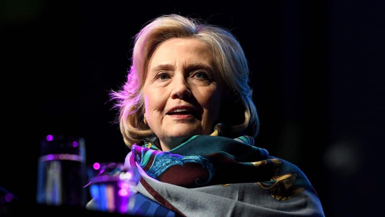 Former US secretary of state Hillary Clinton speaks to audiences at a Women World Changers series in Melbourne, Thursday, May 10, 2018.