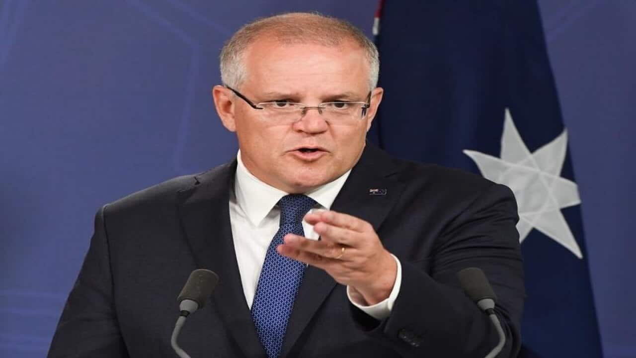 Prime Minister Scott Morrison speaks during a press conference.