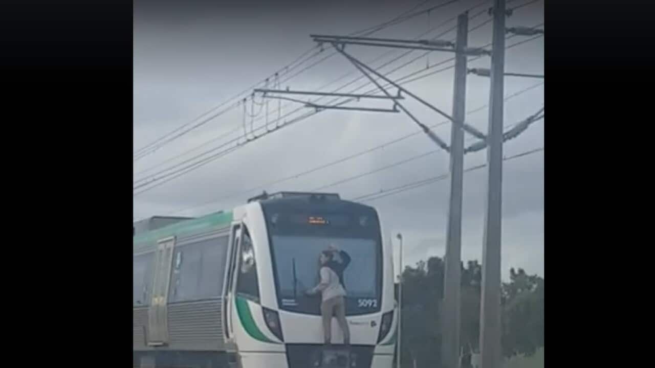 man rides train in WA